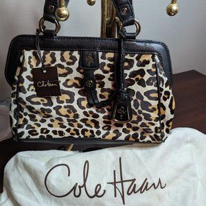 New Cole Haan leopard print satchel tote